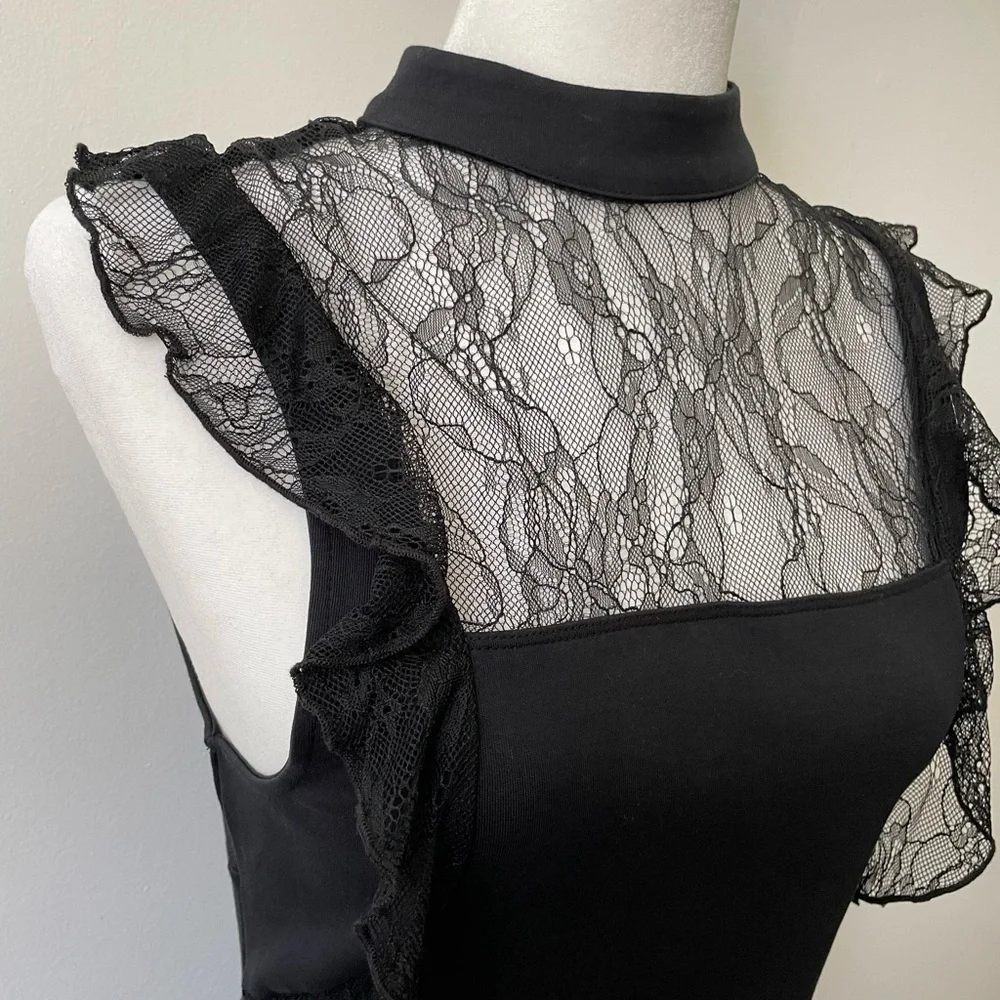 Free People Size Small Black Bodycon Stretchy Lace Dress